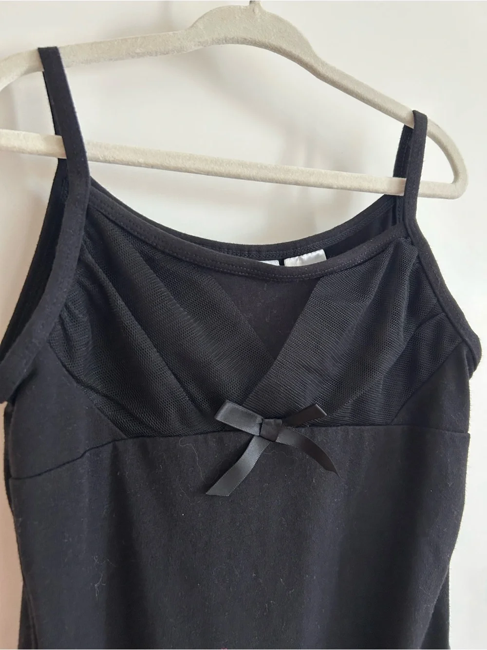 Freestyle Black Sleeveless Ballet Dress with Bow and Mesh Skirt - 7/8